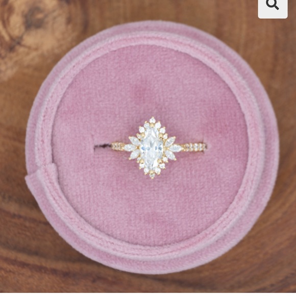 14K Yellow Gold Pear Shaped Moissanite Ring with Diamonds - Picture 4 of 5